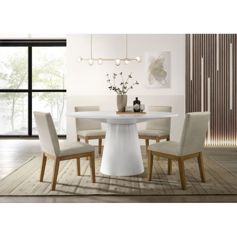 Round beige best sale dining table set