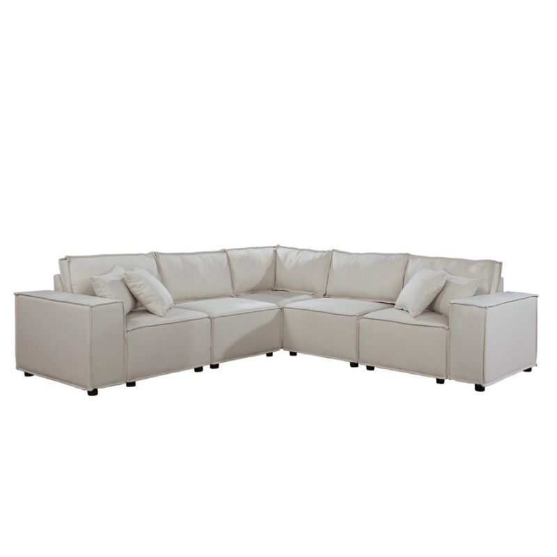 Lilola Home - Jenson Modular Sectional Sofa in Beige Linen - 89116-2
