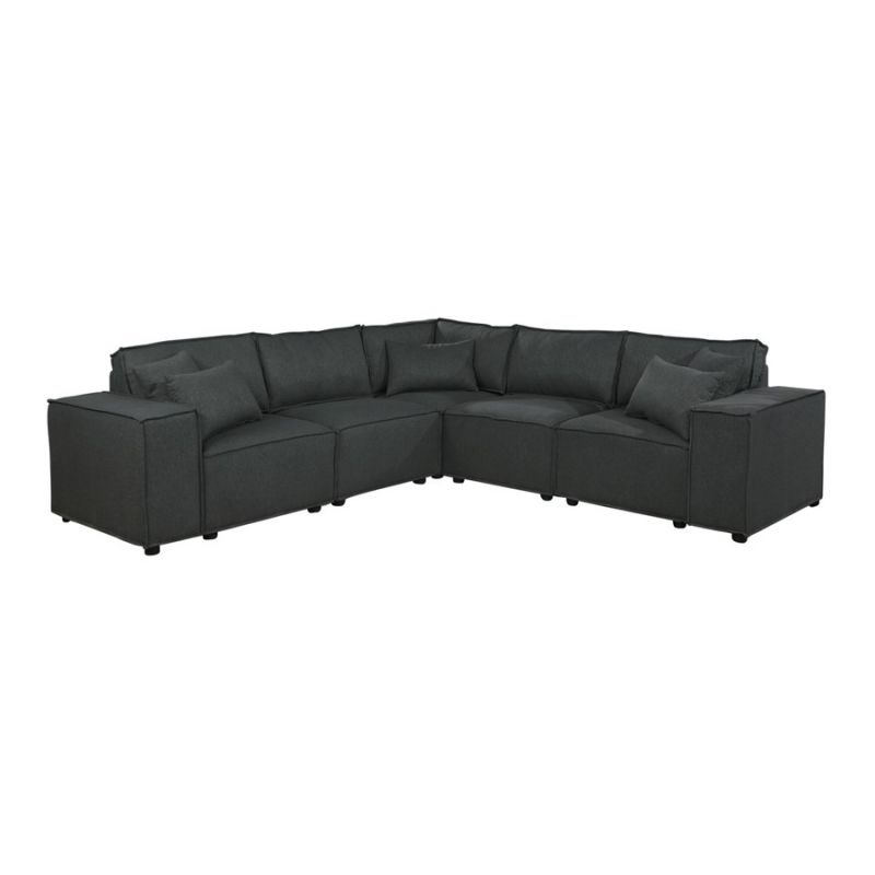 Lilola Home - Jenson Modular Sectional Sofa in Dark Gray Linen - 89117-2