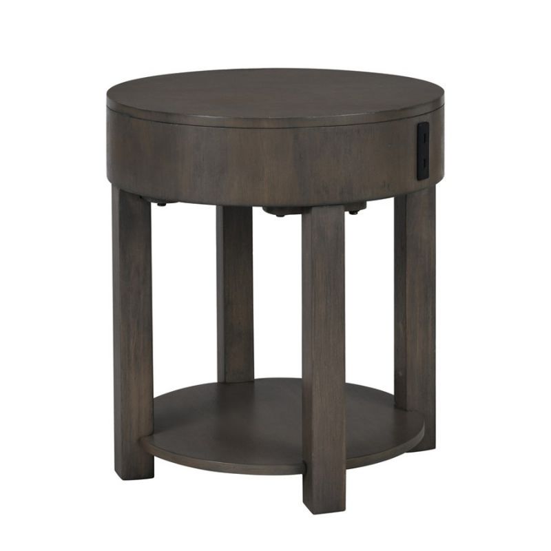 Lilola Home - Jonah Light Brown MDF End Table with USB Ports - 98009