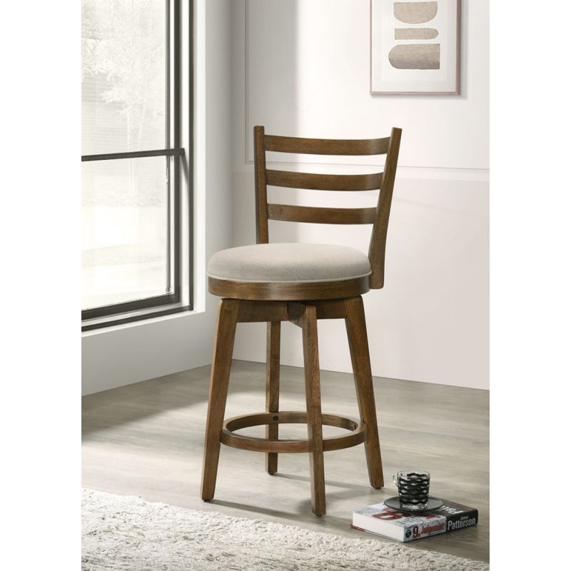 Lilola Home - Joplin Walnut Ladder Back Counter Height Chair with Upholstered Seat - 30519_LIL