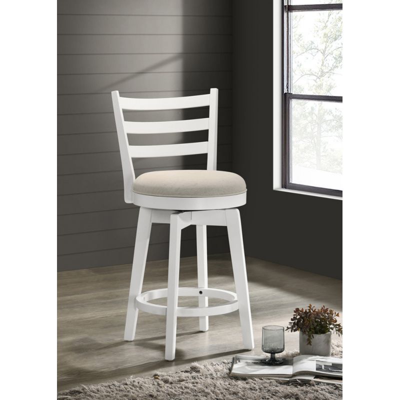 Lilola Home - Joplin White Ladder Back Counter Height Chair with Upholstered Seat - 30520_LIL