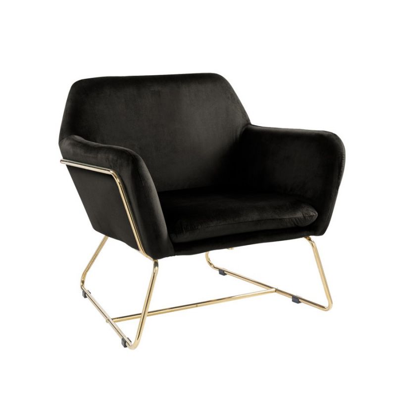 Lilola Home - Keira Black Velvet Accent Chair with Metal Base - 88876BK