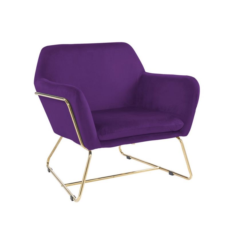 Lilola Home - Keira Purple Velvet Accent Chair with Metal Base - 88876PE