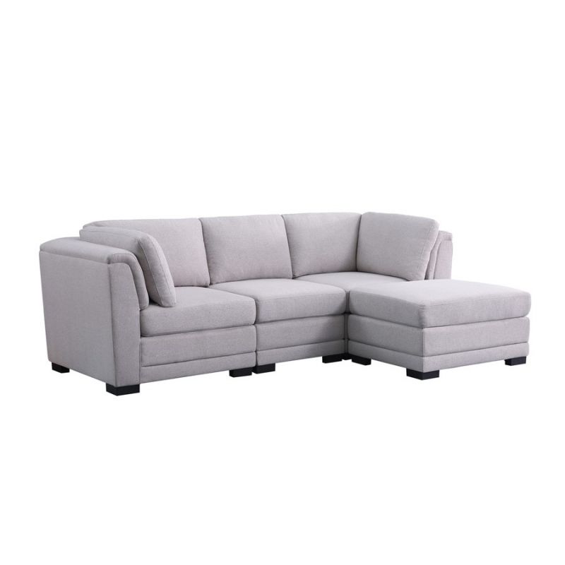 Lilola Home - Kristin Light Gray Linen Fabric Reversible Sectional Sofa with Ottoman - 88020-4B