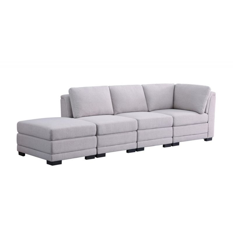 Lilola Home - Kristin Light Gray Linen Fabric Reversible Sofa with Ottoman - 88020-7B