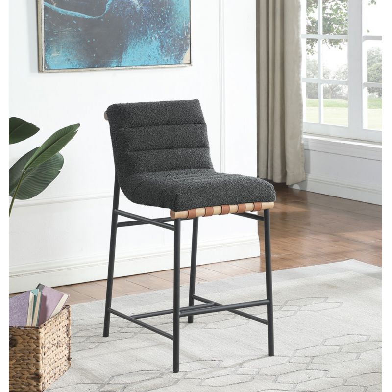 Lilola Home - Lahni Dark Gray Boucle Fabric Counter Height Chair - 30530
