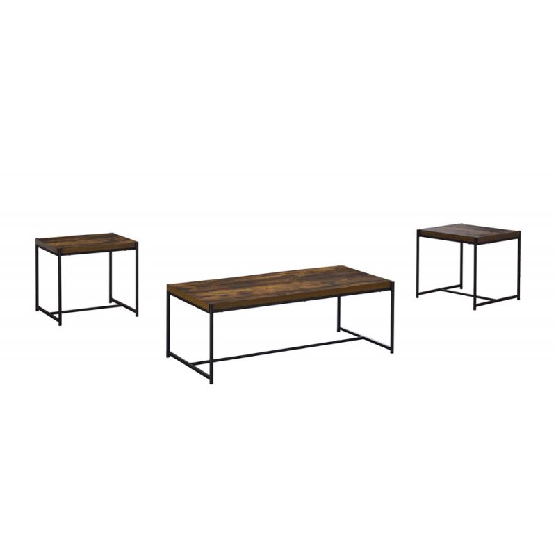 Lilola Home - Lennox 3 Piece Brown Coffee and End Table Set  - 98040