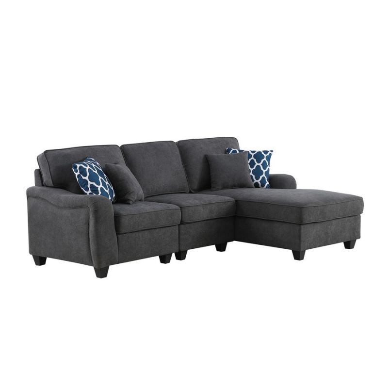 Lilola Home - Leo Dark Gray Woven 3Pc Sectional Sofa Chaise - 89125-5