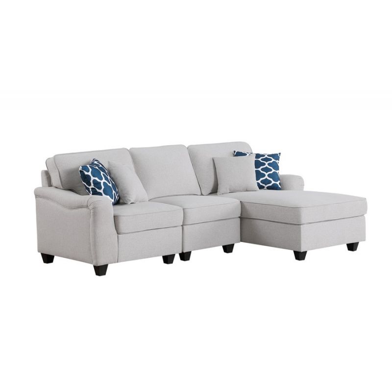 Lilola Home - Leo Light Gray Linen 3Pc Sectional Sofa Chaise - 89121-5