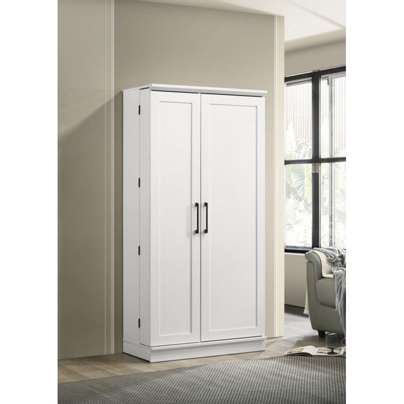 Lilola Home - Lincoln White Storage Cabinet with Swing-Out Storage Door - 96003