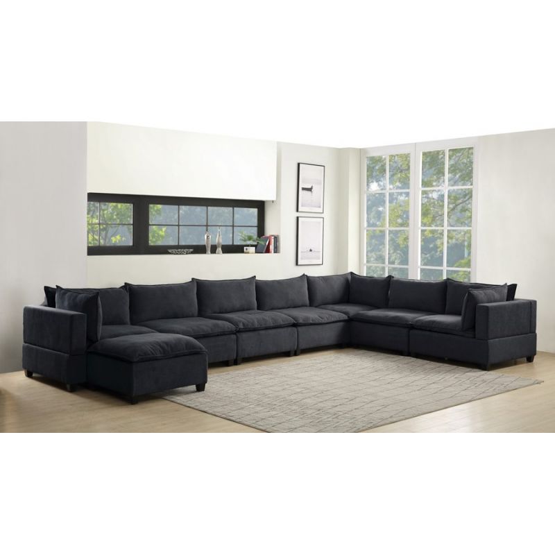 Lilola Home - Madison Dark Gray Fabric 8 Piece Modular Sectional Sofa Chaise - 81401-13