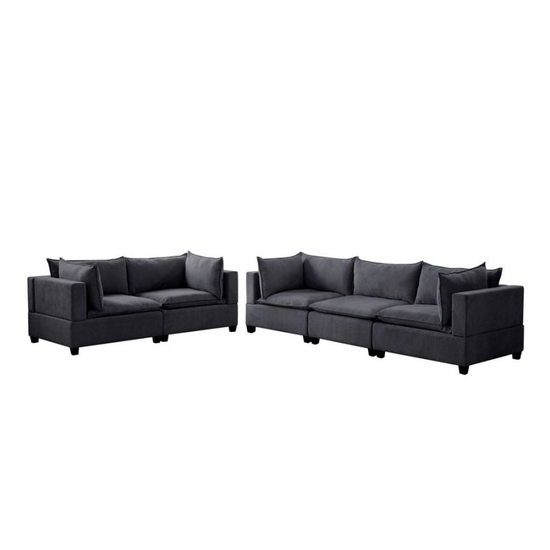 Lilola Home - Madison Dark Gray Fabric Sofa Loveseat Living Room Set - 81401-5