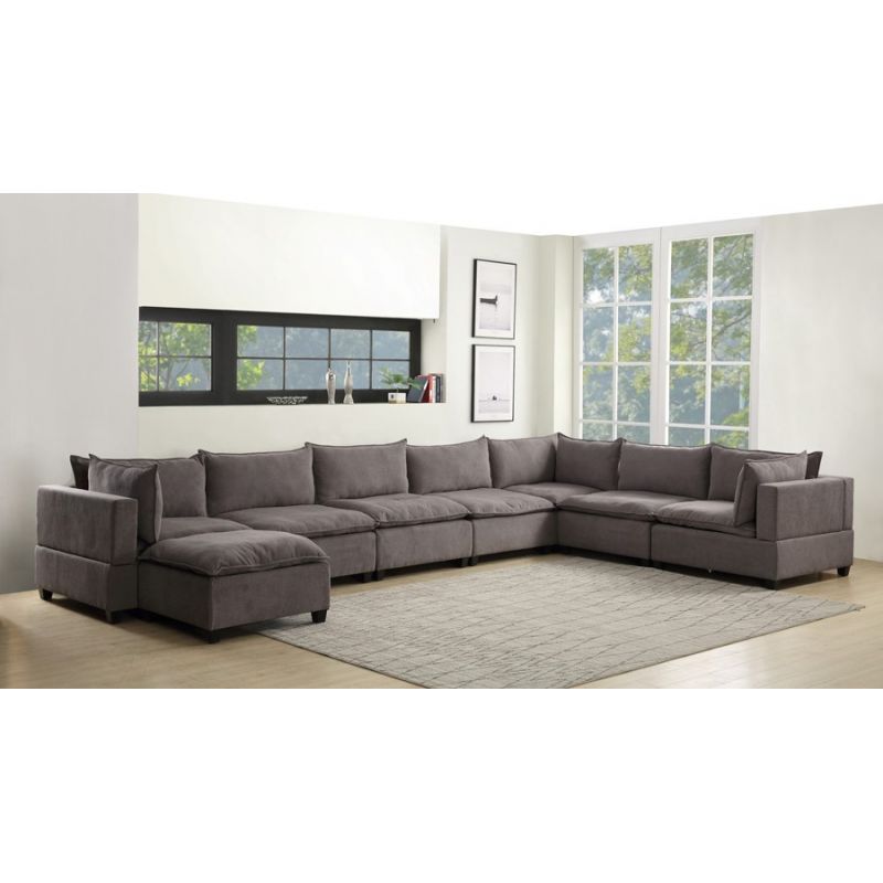 Lilola Home - Madison Light Gray Fabric 8 Piece Modular Sectional Sofa Chaise - 81400-13
