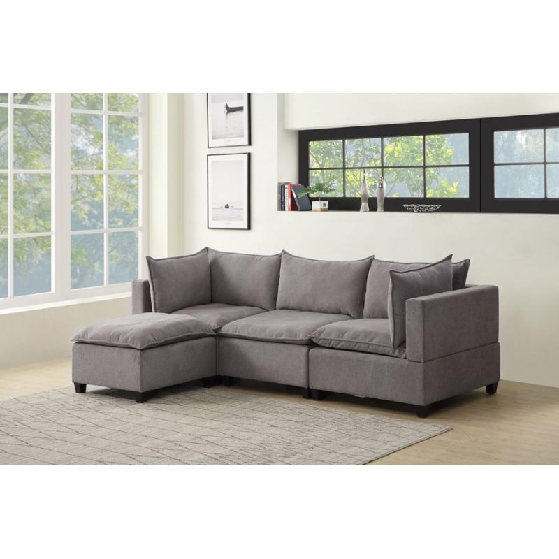 Lilola Home - Madison Light Gray Fabric Reversible Sectional Sofa Ottoman - 81400-6