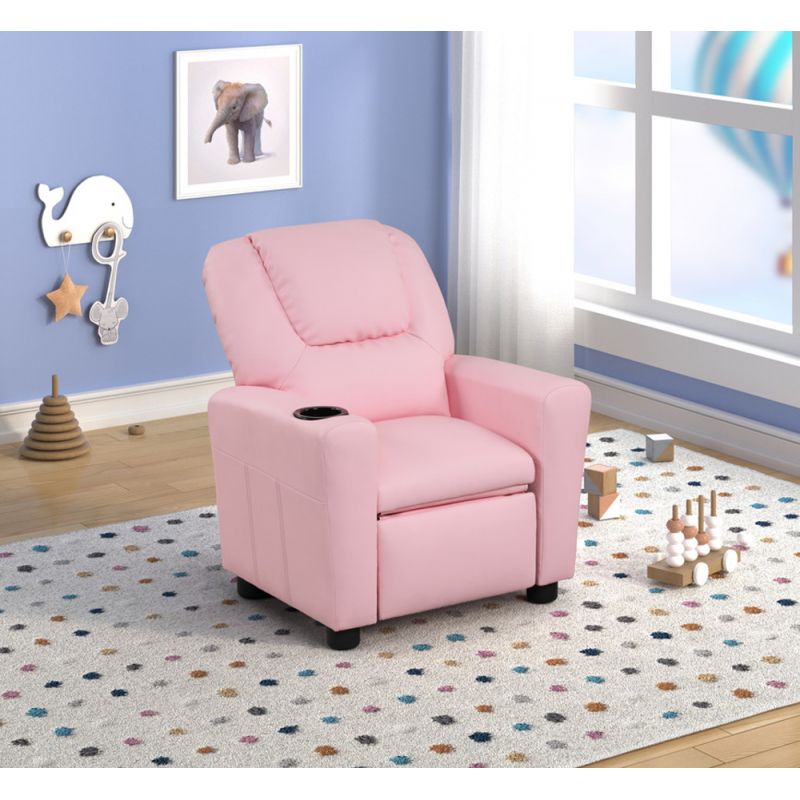 Lilola Home - Marisa Pink PU Leather Kids Recliner Chair - 88855