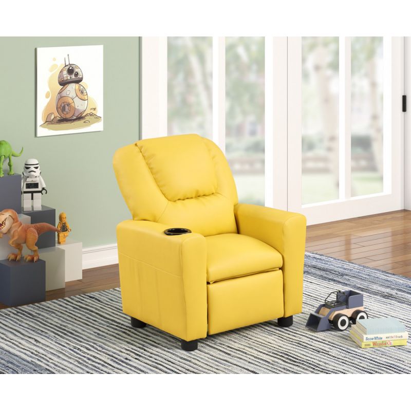 Lilola Home - Marisa Yellow PU Leather Kids Recliner Chair - 88857