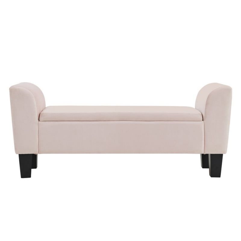 Lilola Home - Mila Pink Velvet Ottoman Bench with Storage - 88871