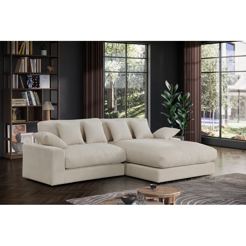 Lilola Home - Mystic Beige Corduroy Reversible Sectional Sofa Chaise - 81339