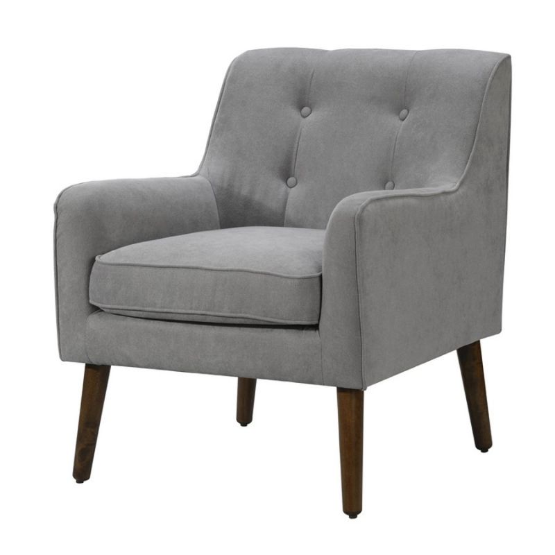 Lilola Home - Ryder Mid Century Modern Steel Gray Woven Fabric Tufted Armchair - 88868MG