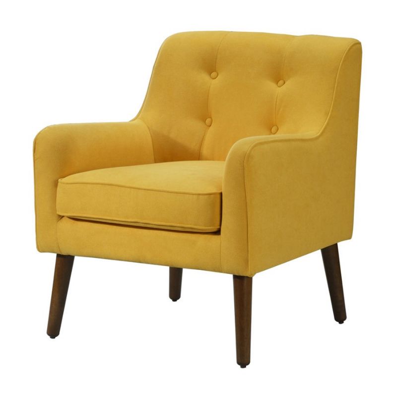 Lilola Home - Ryder Mid Century Modern Yellow Woven Fabric Tufted Armchair - 88868YW