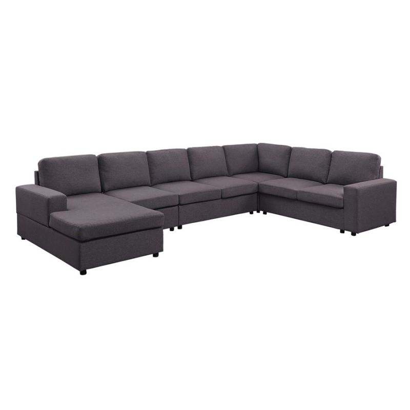 Lilola Home - Tifton Modular Sectional Sofa with Reversible Chaise in Dark Gray Linen - 81801-5