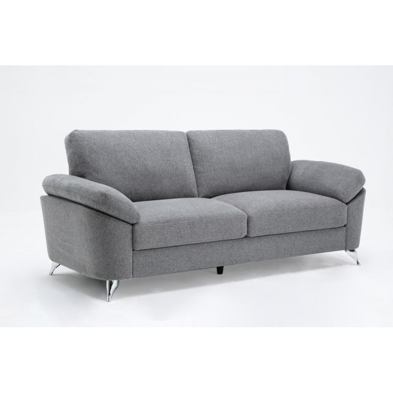 Lilola Home - Villanelle Light Gray Linen Sofa with Chrome Finish Legs - 89732-S