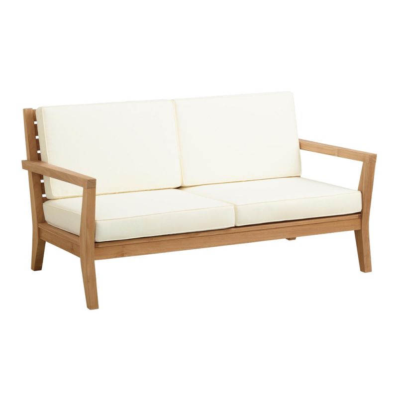 Linon Home Decor - Carenen Outdoor 2 Seater Sofa, Natural/Antique White Cushions - ODCP069TK01U