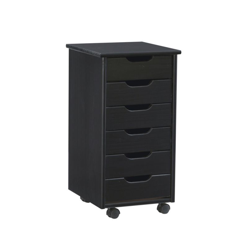 Linon Home Decor - Cary Black Six Drawer Rolling Storage Cart Black - CT40BLK01