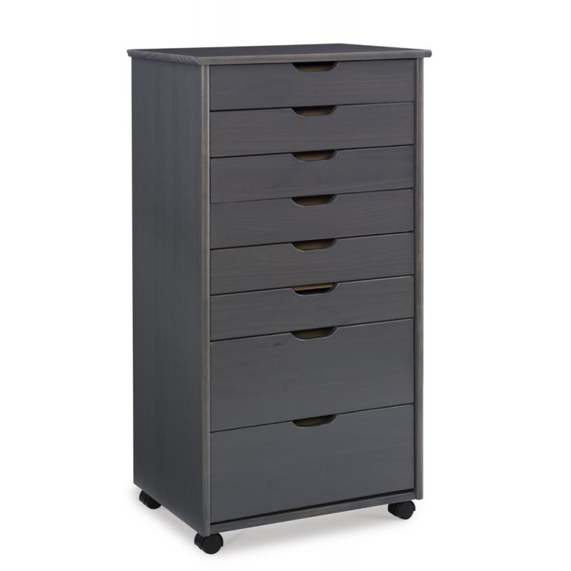 Linon Home Decor - Cary Eight Drawer Rolling Storage Cart, Grey - CT42GRY01