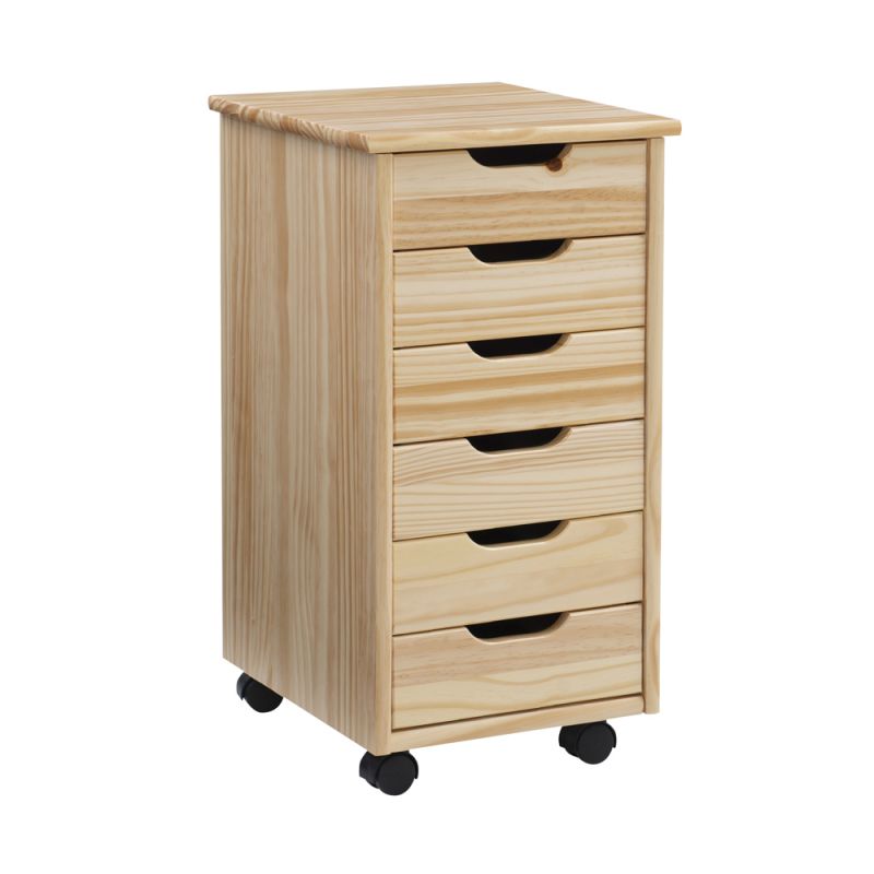Linon Home Decor - Cary Six Drawer Rolling Storage Cart, Natural - CT40NAT01