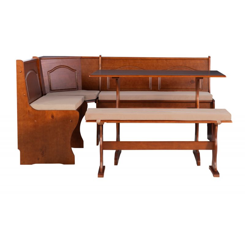 Linon Home Decor - Chelsea Nook Set with Cushions, Walnut/Beige - K90375WALBGESET