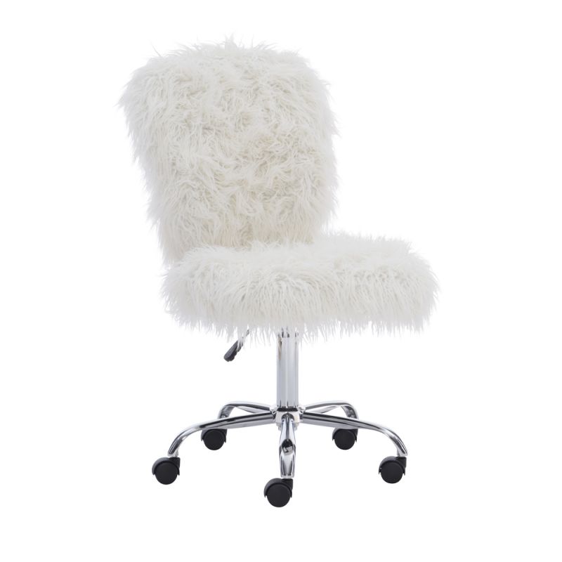 Linon Home Decor - Faux Flokati Armless Office Chair, White - 558255CHRM01