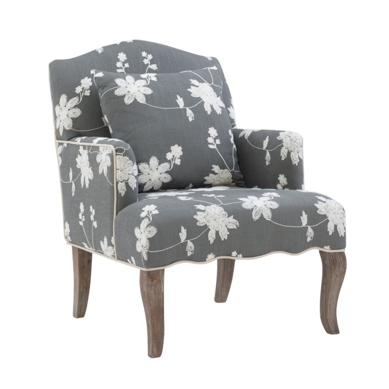 Linon Home Decor - Floral Arm Chair - 368312GRY01U