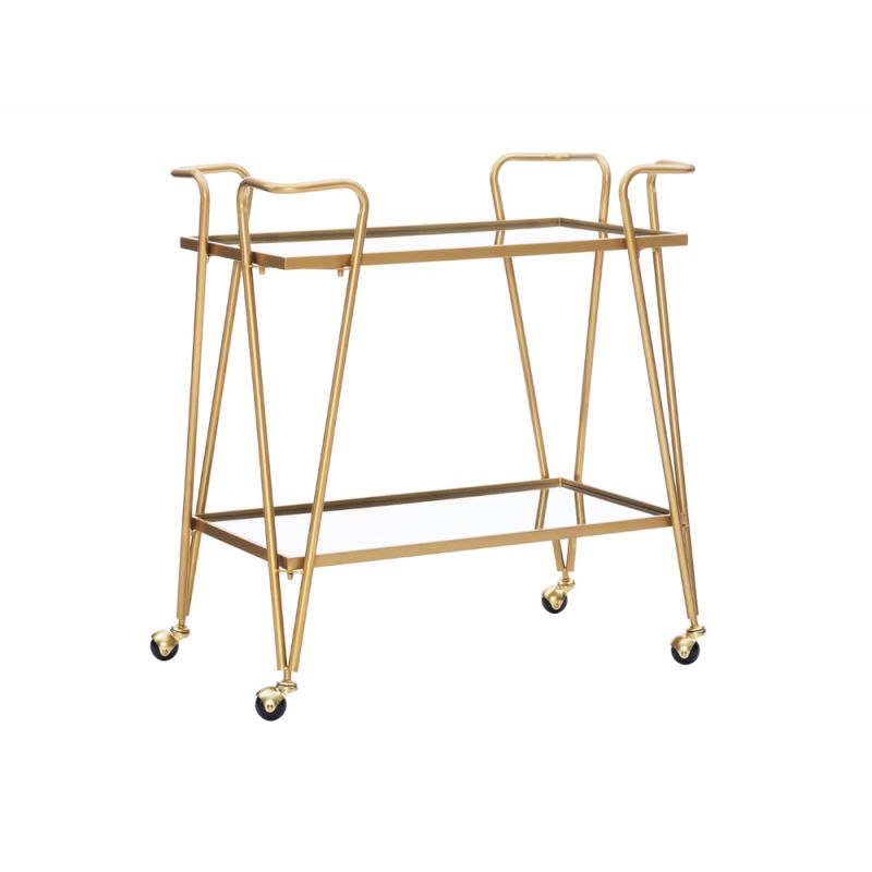 Linon Home Decor - Gold Mid-Century Bar Cart - AJUBAR4GLDKD01