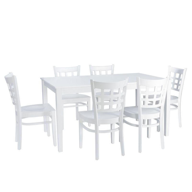 Linon Home Decor - Lola 7Pc Dining Set White/White - D1502D23WHT7PC