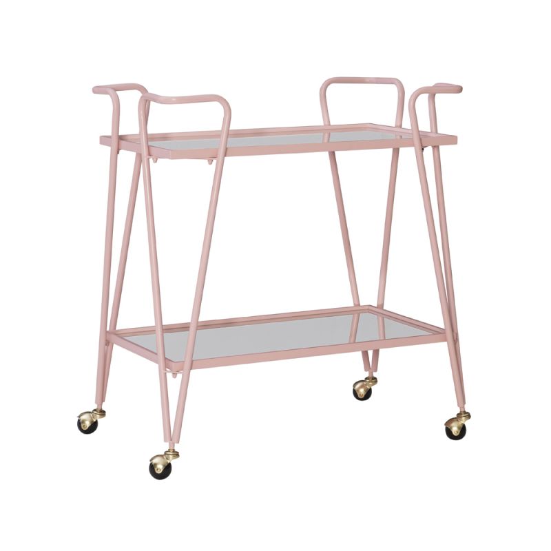 Linon Home Decor - Pink Mid-Century Bar Cart - KI108PNKKD01