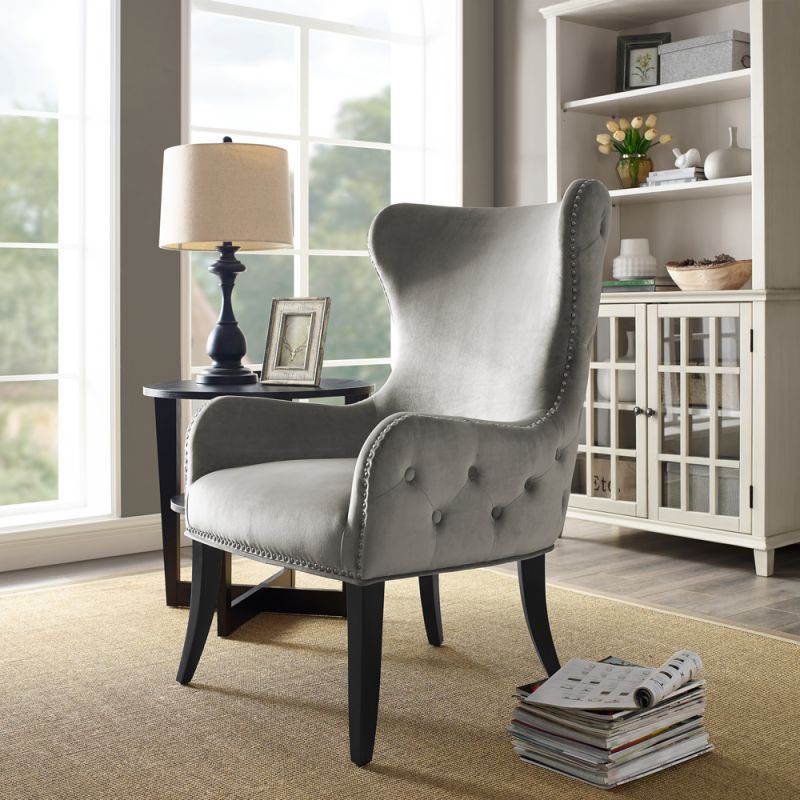 Linon Home Decor - Salem Dark Gray Round Back Chair - CH119DGRY01U