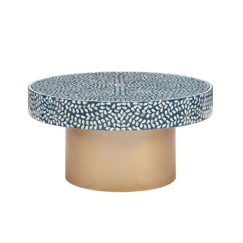 Linon Home Decor - Sariah Capiz Coffee Table Teal Blue - PR114BLU01ASU