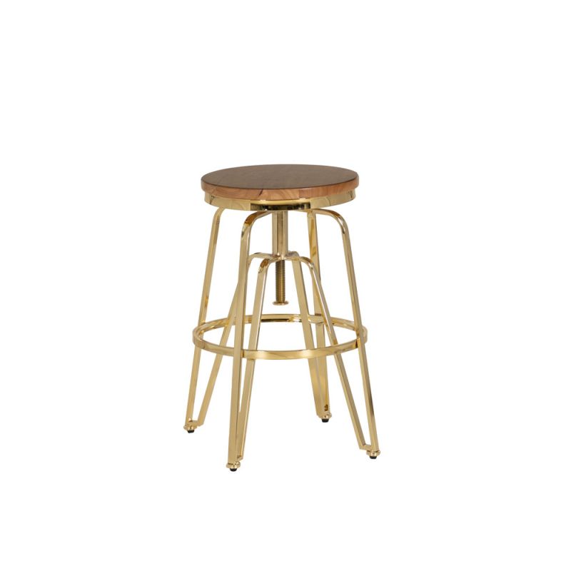 Linon Home Decor - Tatum Wood and Metal Adjustable Stool, Gold - BS244GOLD01AS