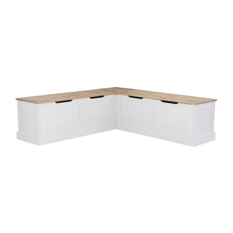 Linon Home Decor - Tobin Backless Two Tone Breakfast Nook, Natural And White - NK158NATWHT01U