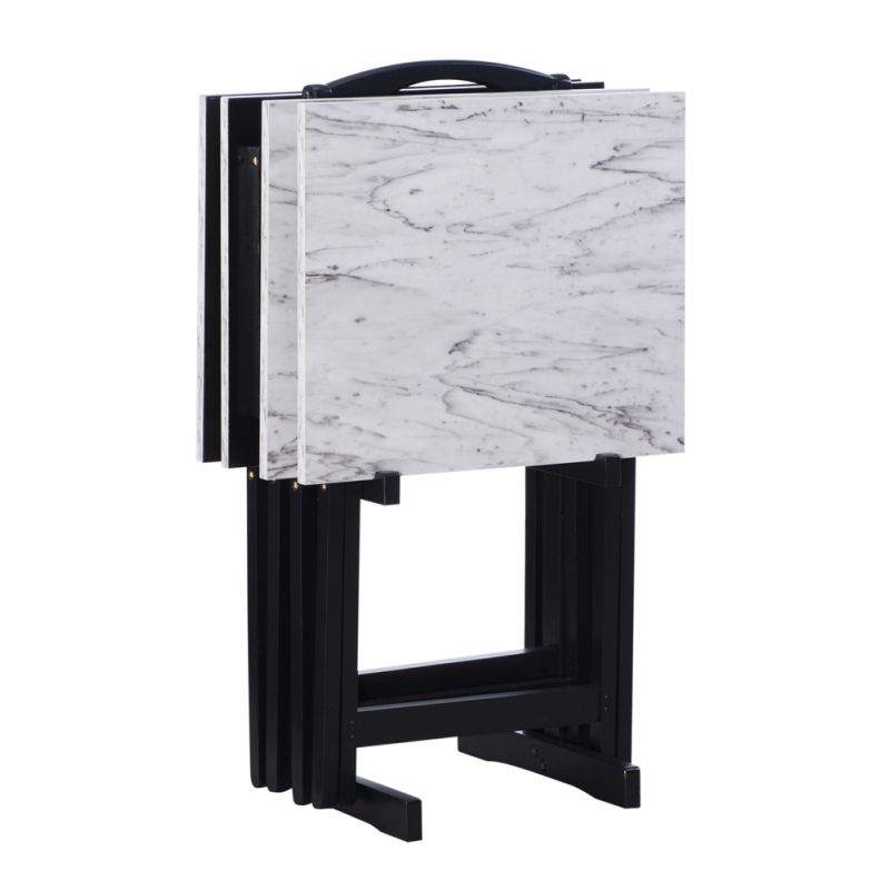 Linon Home Decor - White Faux Marble Tray Set - 43001WHTSET-01-AS