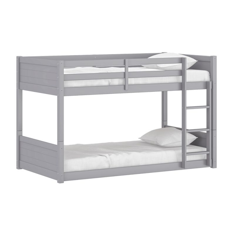Living Essentials by Hillsdale - Capri Wood Twin Over Twin Floor Bunk Bed, Gray - 7174-311