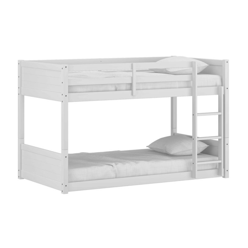 Living Essentials by Hillsdale - Capri Wood Twin Over Twin Floor Bunk Bed, White - 7173-311