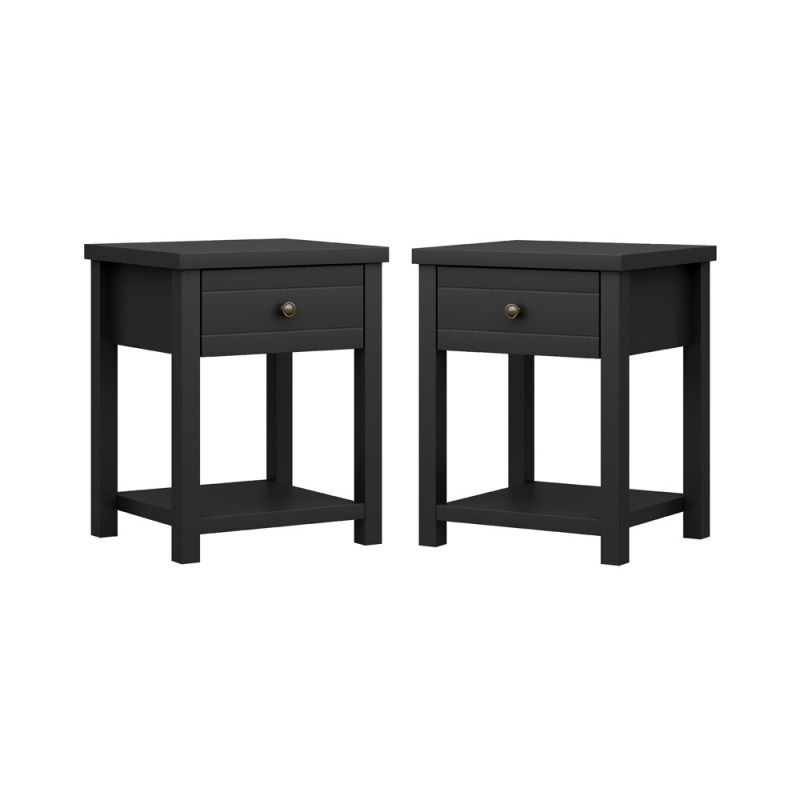 Living Essentials by Hillsdale - Harmony Wood Accent Table, Set of 2, Matte Black - 5402OCC2
