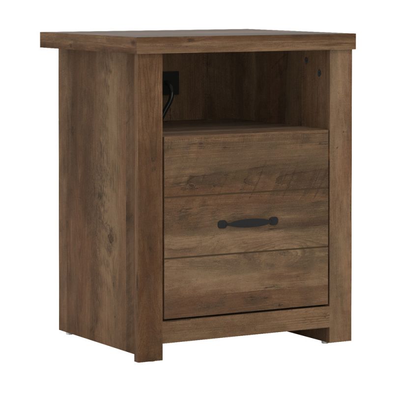 Living Essentials by Hillsdale - Lancaster End Table with USB and Storage, Knotty Oak - 2695-886
