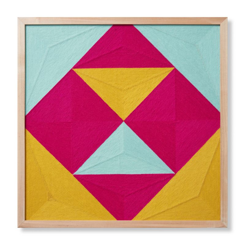 Loloi - Fair and Square Pink / Gold 2' x 2' Wall Art - AW0220FARSQPIGOA029