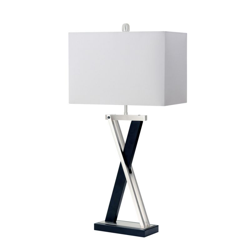 Lux Lighting - X 28.5 X Shape Black and Silver Metal Table lamp, (Set of 2) - LUX-R001-SILVER/BLACK