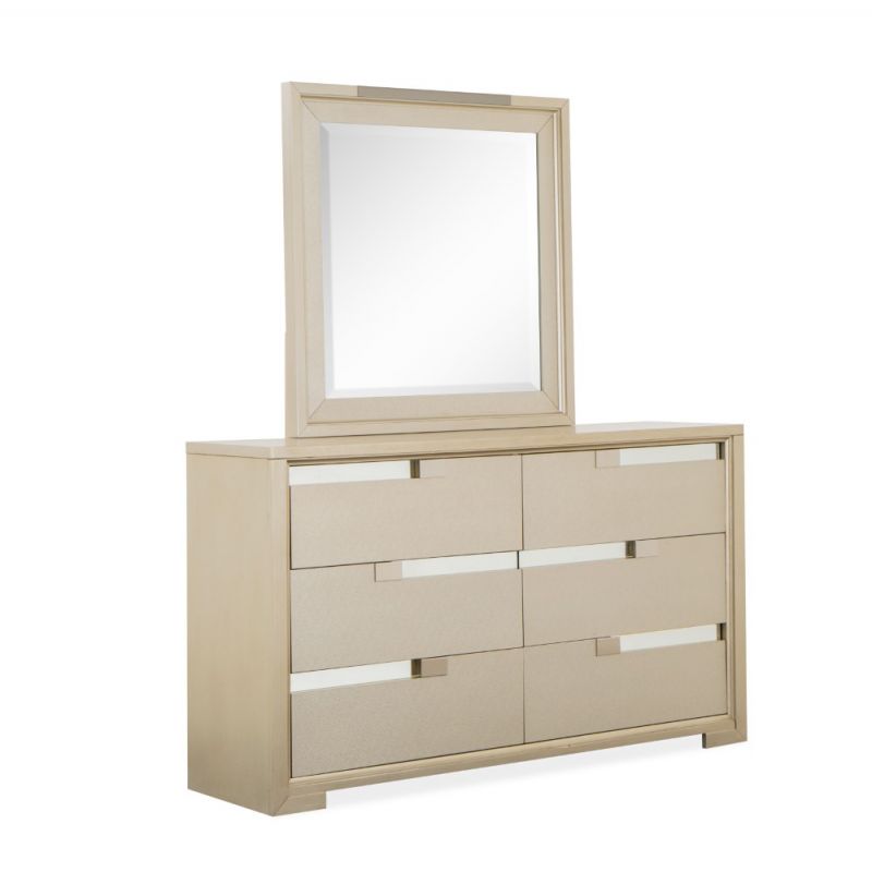 Magnussen - Chantelle Double Drawer Dresser and Square Mirror in Champagne - B5313-22_41