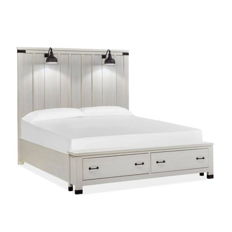 Magnussen - Harper Springs Complete Queen Panel Storage Bed in Silo White - B5321-54A